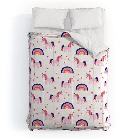 Little Arrow Design Co unicorn dreams in pink and blue Comforter