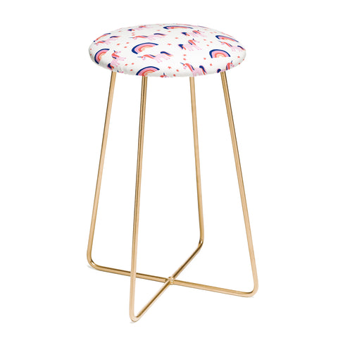 Little Arrow Design Co unicorn dreams in pink and blue Counter Stool