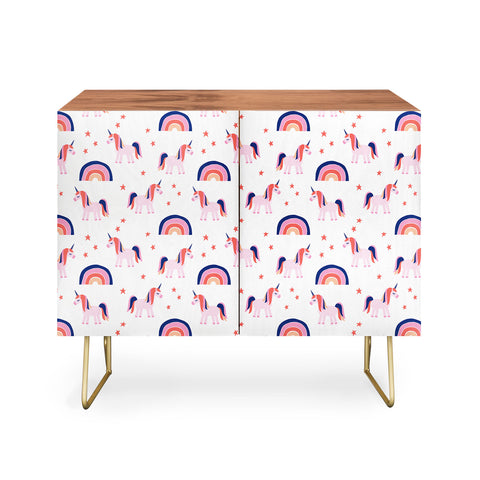Little Arrow Design Co unicorn dreams in pink and blue Credenza