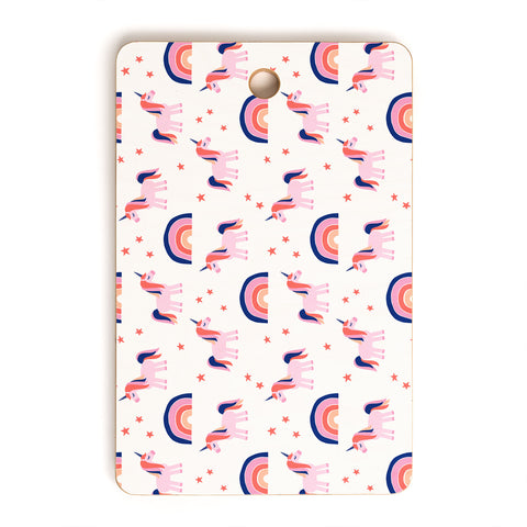 Little Arrow Design Co unicorn dreams in pink and blue Cutting Board Rectangle