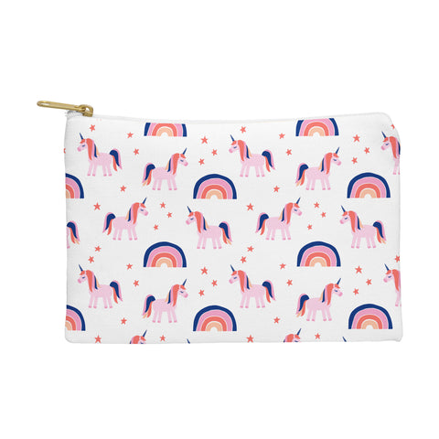 Little Arrow Design Co unicorn dreams in pink and blue Pouch