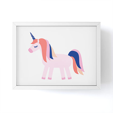 Little Arrow Design Co unicorn dreams in pink and blue Framed Mini Art Print