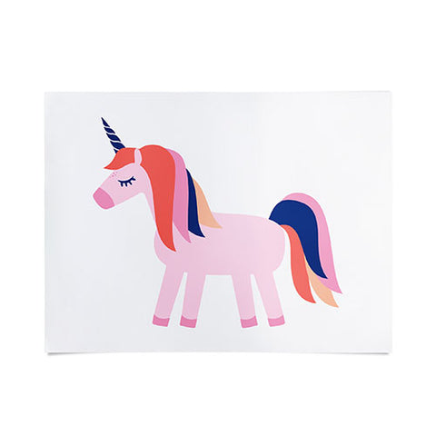 Little Arrow Design Co unicorn dreams in pink and blue Poster