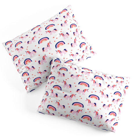 Little Arrow Design Co unicorn dreams in pink and blue Pillow Shams
