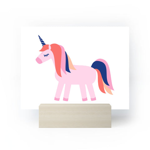 Little Arrow Design Co unicorn dreams in pink and blue Mini Art Print