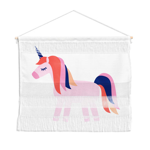 Little Arrow Design Co unicorn dreams in pink and blue Wall Hanging Landscape