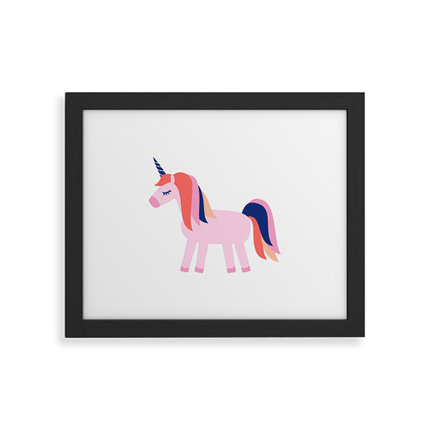 Little Arrow Design Co unicorn dreams in pink and blue Framed Art Print