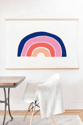 Little Arrow Design Co unicorn dreams rainbow in pink and blue Art Print And Hanger