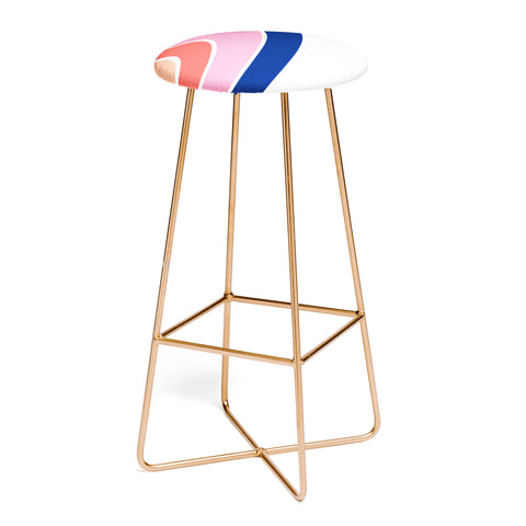 Little Arrow Design Co unicorn dreams rainbow in pink and blue Bar Stool