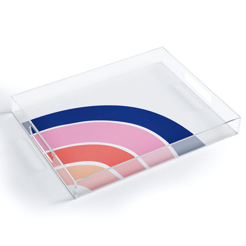 Little Arrow Design Co unicorn dreams rainbow in pink and blue Acrylic Tray