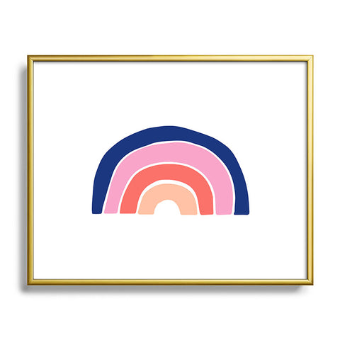 Little Arrow Design Co unicorn dreams rainbow in pink and blue Metal Framed Art Print