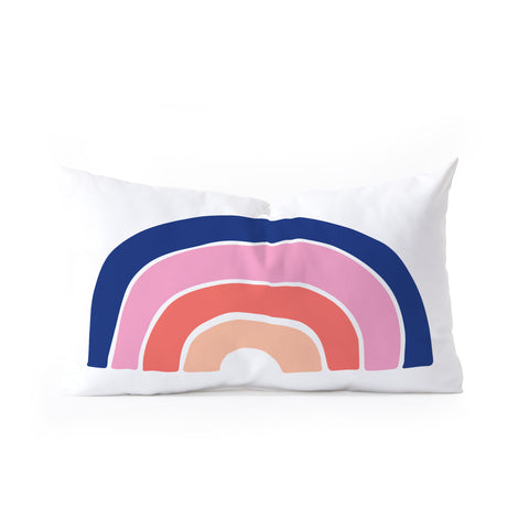 Little Arrow Design Co unicorn dreams rainbow in pink and blue Oblong Throw Pillow