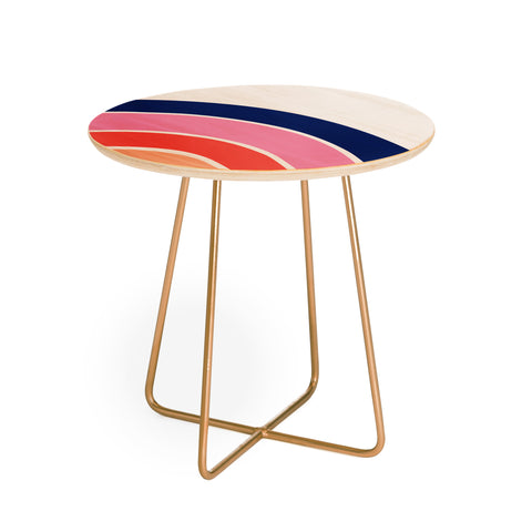 Little Arrow Design Co unicorn dreams rainbow in pink and blue Round Side Table