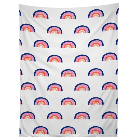 Little Arrow Design Co unicorn dreams rainbows in pink and blue Tapestry