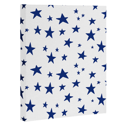 Little Arrow Design Co unicorn dreams stars in blue Art Canvas