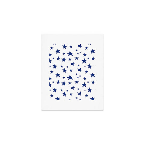 Little Arrow Design Co unicorn dreams stars in blue Art Print