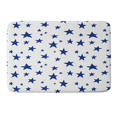 Little Arrow Design Co unicorn dreams stars in blue Memory Foam Bath Mat