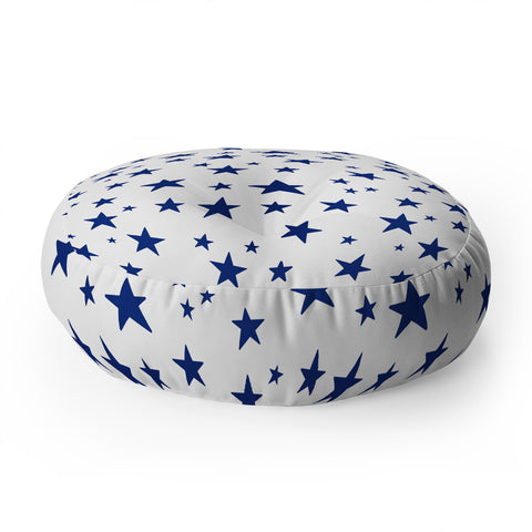 Little Arrow Design Co unicorn dreams stars in blue Floor Pillow Round
