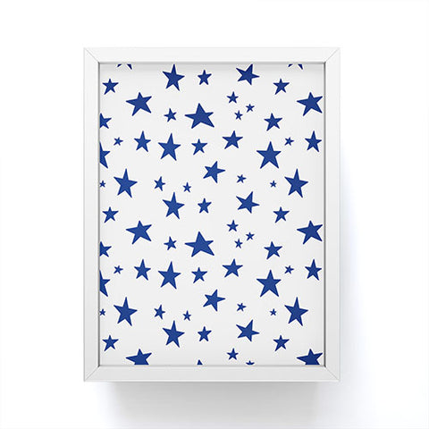 Little Arrow Design Co unicorn dreams stars in blue Framed Mini Art Print