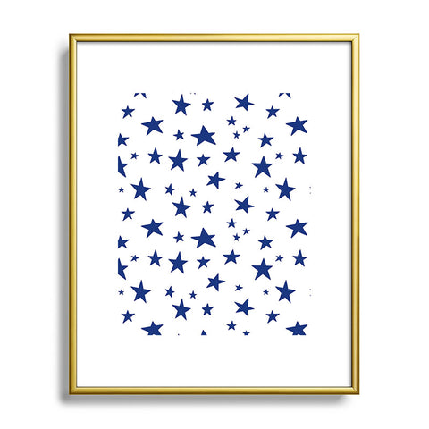 Little Arrow Design Co unicorn dreams stars in blue Metal Framed Art Print