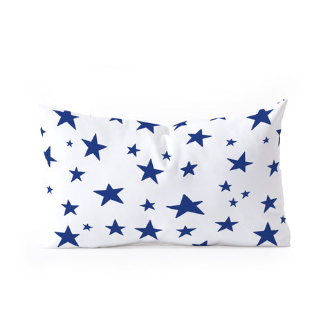 Little Arrow Design Co unicorn dreams stars in blue Oblong Throw Pillow