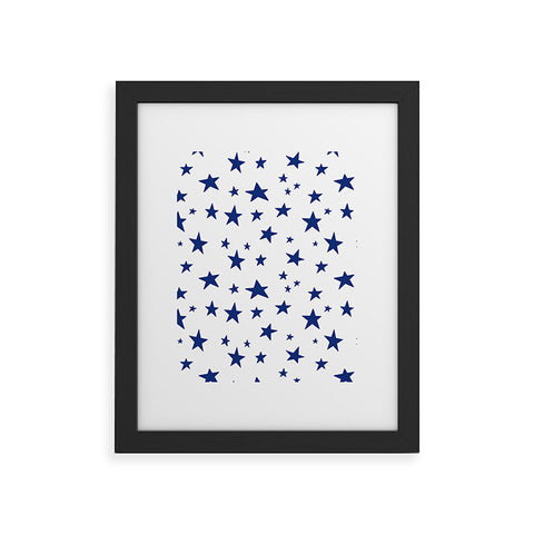Little Arrow Design Co unicorn dreams stars in blue Framed Art Print