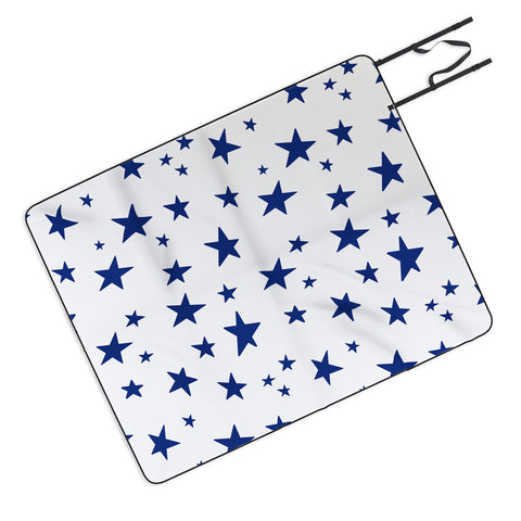 Little Arrow Design Co unicorn dreams stars in blue Picnic Blanket