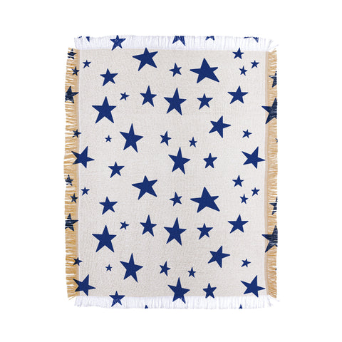 Little Arrow Design Co unicorn dreams stars in blue Throw Blanket