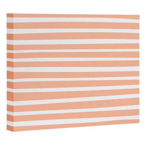 Little Arrow Design Co unicorn dreams stripes in peach Art Canvas