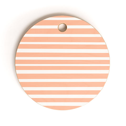 Little Arrow Design Co unicorn dreams stripes in peach Cutting Board Round