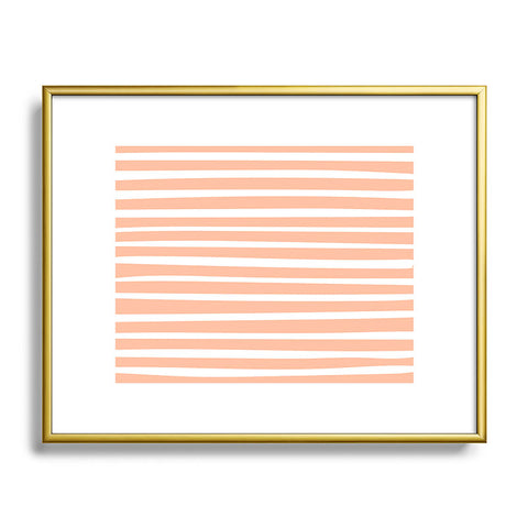 Little Arrow Design Co unicorn dreams stripes in peach Metal Framed Art Print