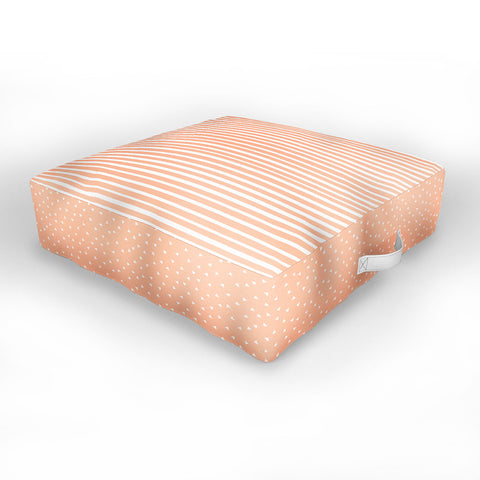 Little Arrow Design Co unicorn dreams stripes in peach Outdoor Floor Cushion