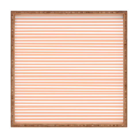 Little Arrow Design Co unicorn dreams stripes in peach Square Tray