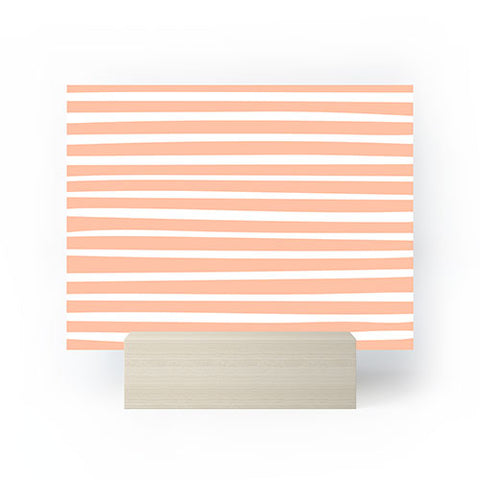 Little Arrow Design Co unicorn dreams stripes in peach Mini Art Print