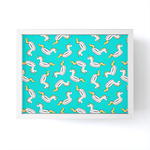 Little Arrow Design Co Unicorn Pool Float Framed Mini Art Print