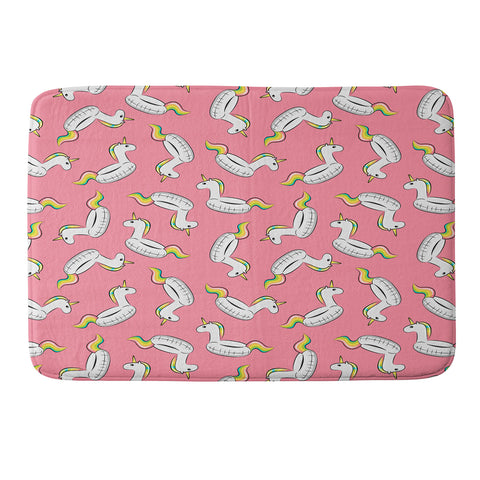 Little Arrow Design Co unicorn pool float on pink Memory Foam Bath Mat