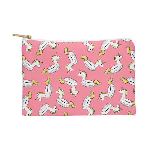 Little Arrow Design Co unicorn pool float on pink Pouch