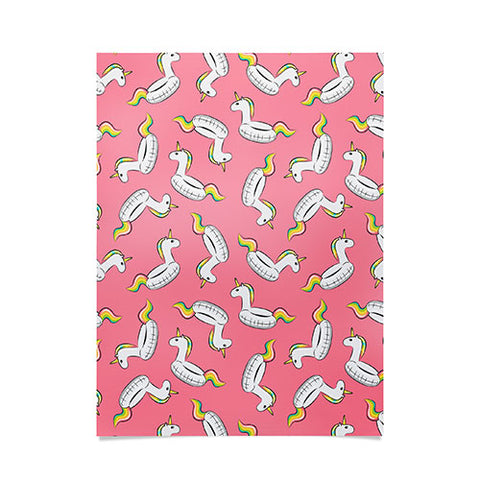 Little Arrow Design Co unicorn pool float on pink Poster