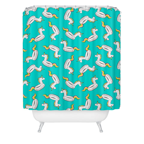 Little Arrow Design Co Unicorn Pool Float Shower Curtain