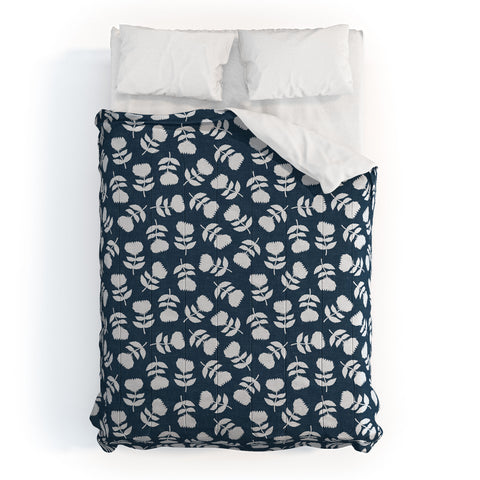 Little Arrow Design Co vintage floral dark blue Comforter