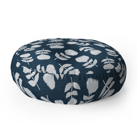 Little Arrow Design Co vintage floral dark blue Floor Pillow Round