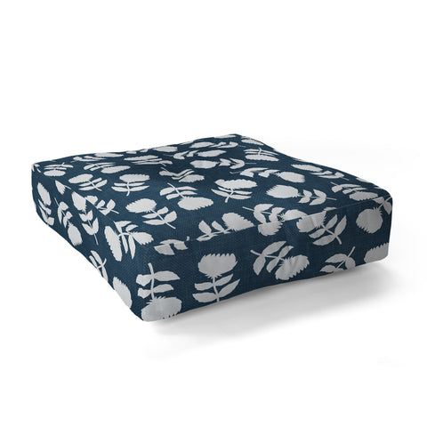 Little Arrow Design Co vintage floral dark blue Floor Pillow Square
