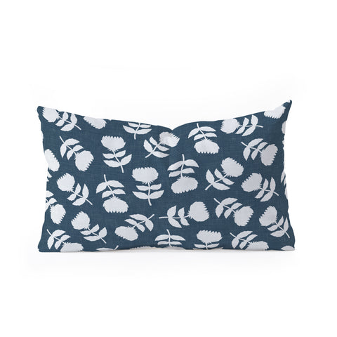 Little Arrow Design Co vintage floral dark blue Oblong Throw Pillow