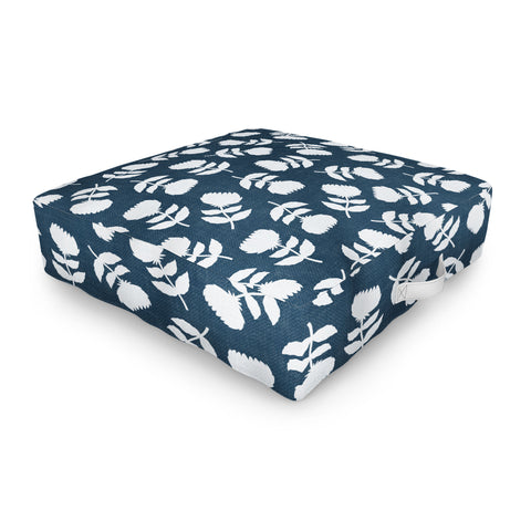 Little Arrow Design Co vintage floral dark blue Outdoor Floor Cushion