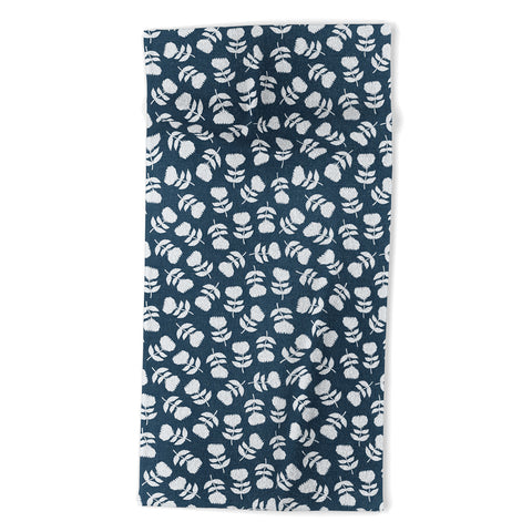 Little Arrow Design Co vintage floral dark blue Beach Towel