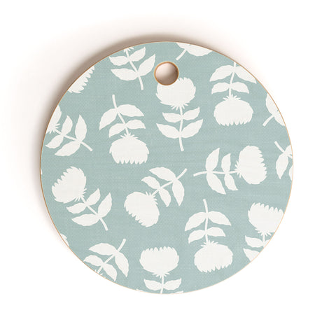 Little Arrow Design Co vintage floral dusty blue Cutting Board Round