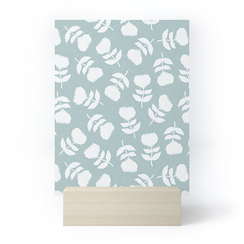 Little Arrow Design Co vintage floral dusty blue Mini Art Print