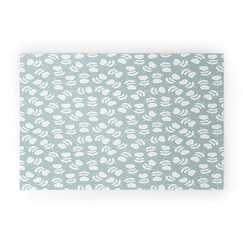 Little Arrow Design Co vintage floral dusty blue Welcome Mat
