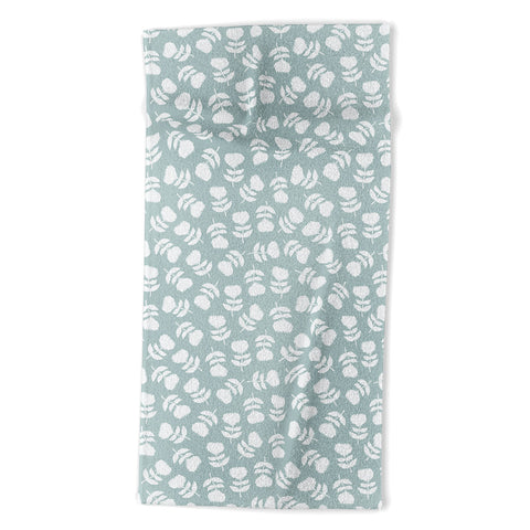 Little Arrow Design Co vintage floral dusty blue Beach Towel