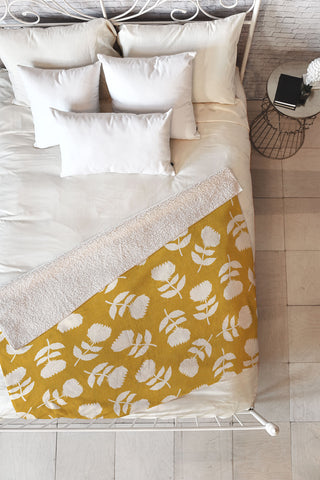 Little Arrow Design Co vintage floral gold Fleece Throw Blanket